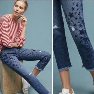 Anthropologie Pilcro and the Letterpress Stars Slim Boyfriend Cropped Je…